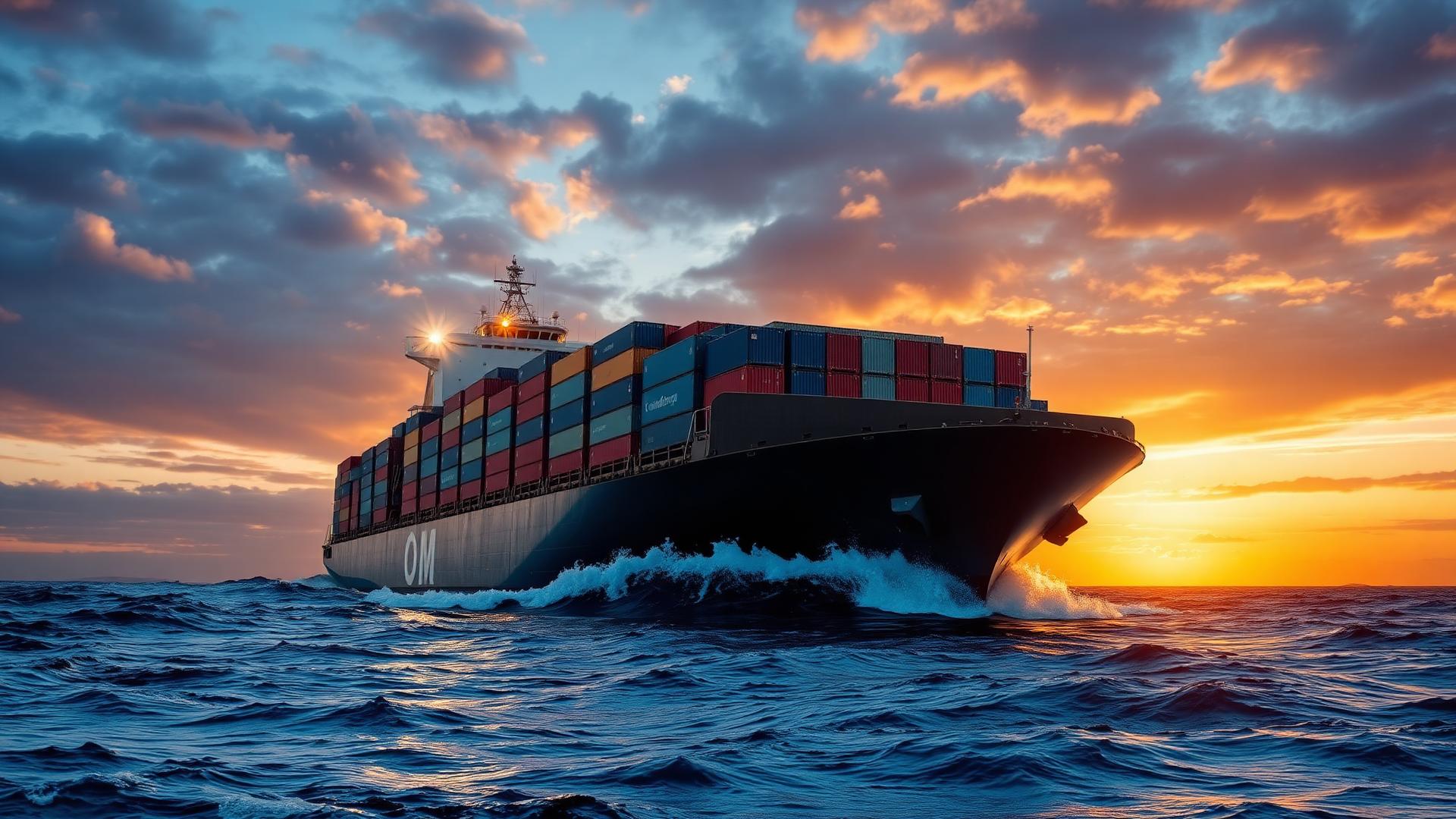 Container ship at sea